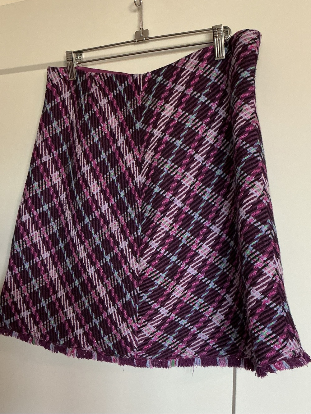kate spade Purple Plaid A-Line Skirt with Pink & Blue Accents
